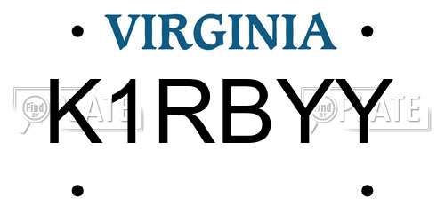 K1RBYY Virginia License Plate