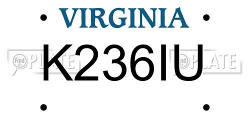 K236IU Virginia License Plate