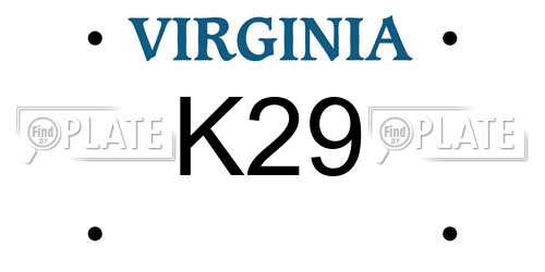 K29 Virginia License Plate