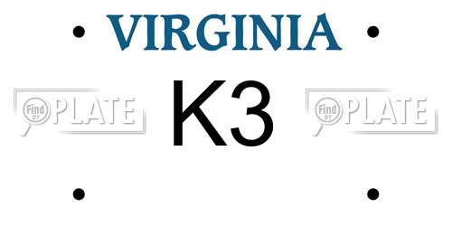 K3 Virginia License Plate