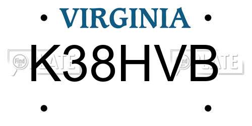 K38HVB Virginia License Plate