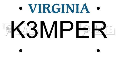 K3MPER Virginia License Plate