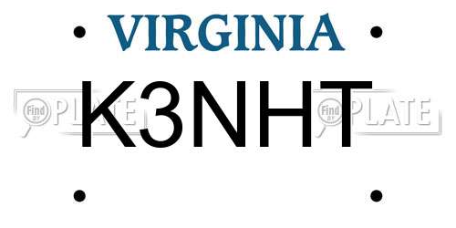 K3NHT Virginia License Plate