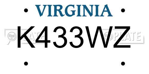 K433WZ Virginia License Plate