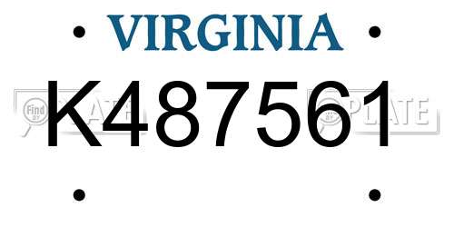 K487561 Virginia License Plate