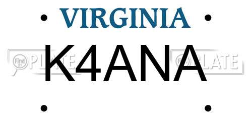 K4ANA Virginia License Plate
