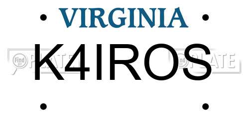 K4IROS Virginia License Plate