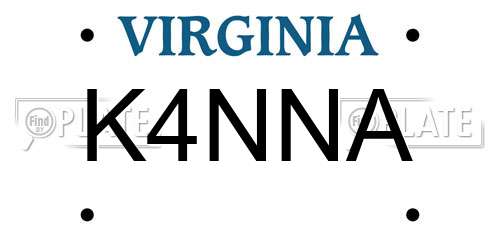 K4NNA Virginia License Plate