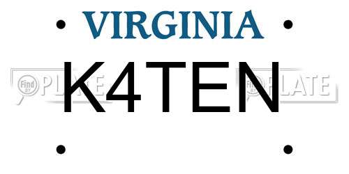 K4TEN Virginia License Plate