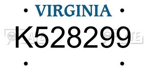 K528299 Virginia License Plate