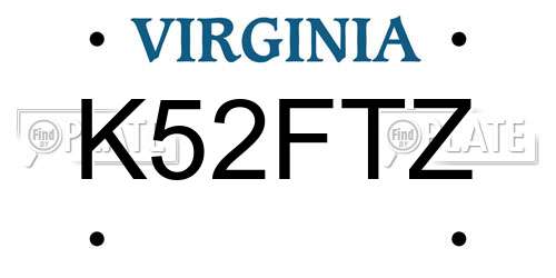K52FTZ Virginia License Plate