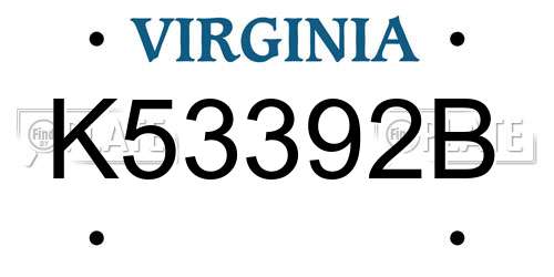 K53392B Virginia License Plate