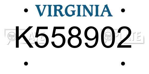 K558902 Virginia License Plate
