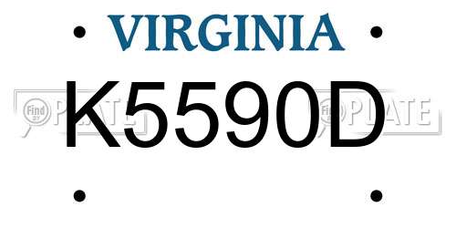 K5590D Virginia License Plate