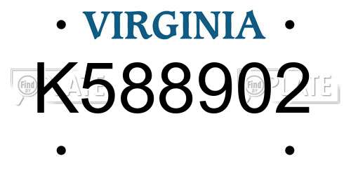 K588902 Virginia License Plate