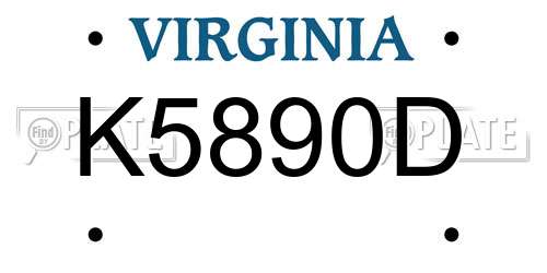 K5890D Virginia License Plate