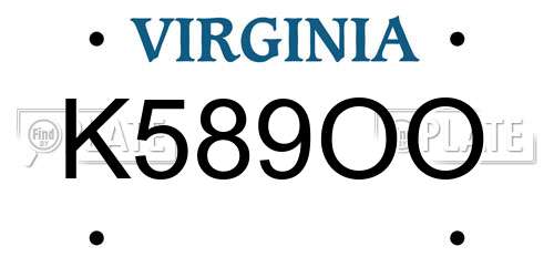K589OO Virginia License Plate