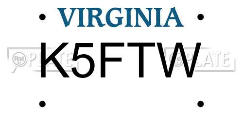K5FTW Virginia License Plate