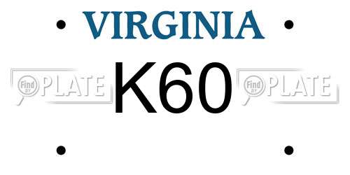 K60 Virginia License Plate