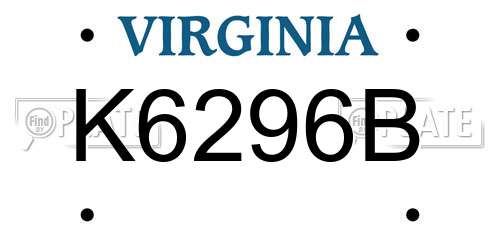 K6296B Virginia License Plate