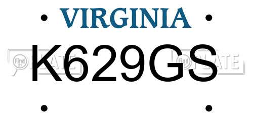 K629GS Virginia License Plate