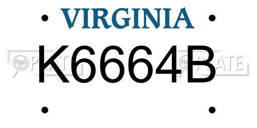K6664B Virginia License Plate