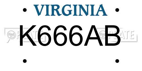 K666AB Virginia License Plate