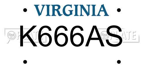 K666AS Virginia License Plate