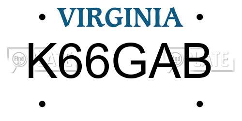 K66GAB Virginia License Plate