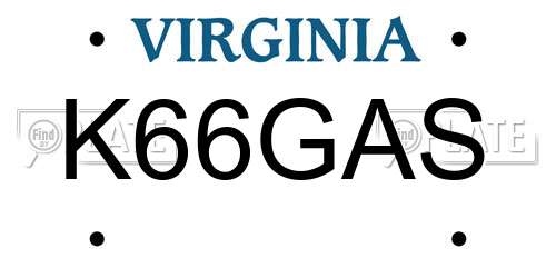 K66GAS Virginia License Plate