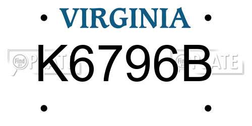 K6796B Virginia License Plate