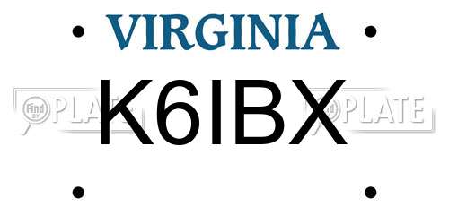 K6IBX Virginia License Plate