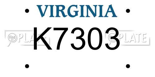 K7303 Virginia License Plate