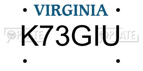 K73GIU Virginia License Plate