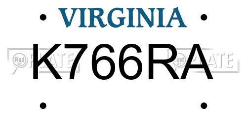 K766RA Virginia License Plate