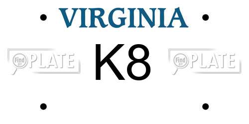 K8 Virginia License Plate