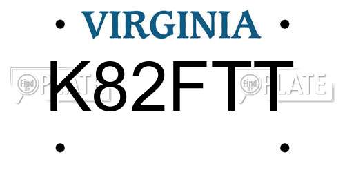 K82FTT Virginia License Plate