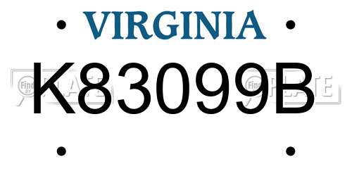 K83099B Virginia License Plate