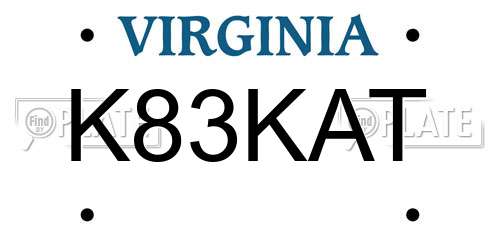 K83KAT Virginia License Plate