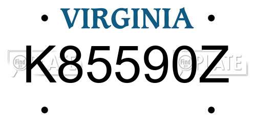 K85590Z Virginia License Plate