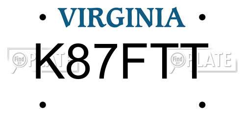 K87FTT Virginia License Plate