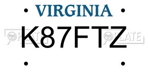 K87FTZ Virginia License Plate