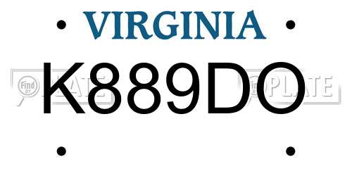 K889DO Virginia License Plate
