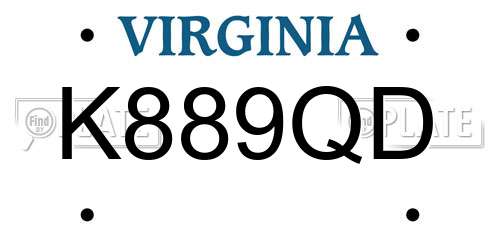K889QD Virginia License Plate