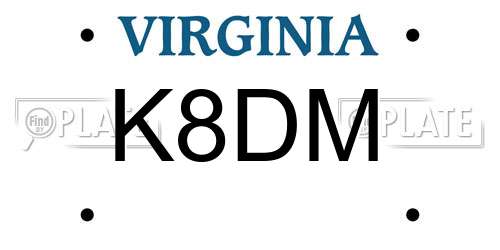 K8DM Virginia License Plate