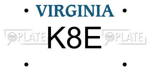 K8E Virginia License Plate