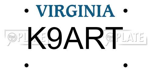 K9ART Virginia License Plate