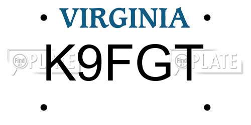 K9FGT Virginia License Plate