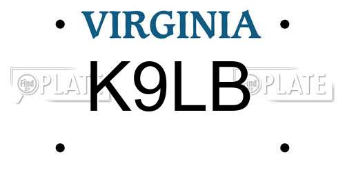K9LB Virginia License Plate