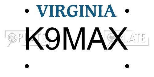K9MAX Virginia License Plate
